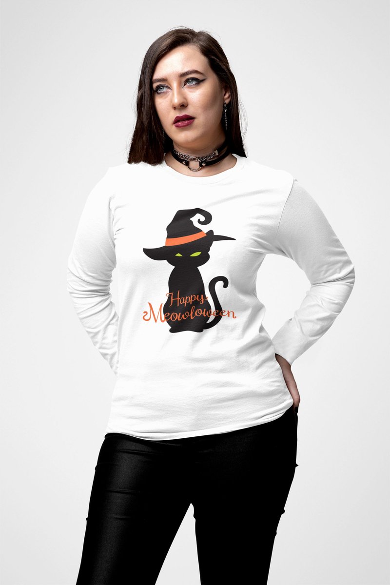 Halloween Kostuum / T-shirt voor Dames | Reflective Kat | Maat M